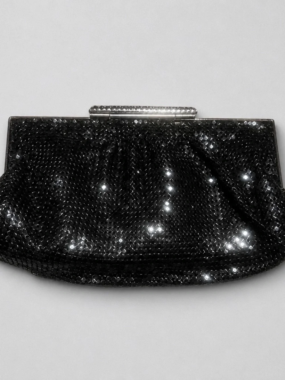 THE LIMITED Black Mesh Evening Clutch with Chain Strap